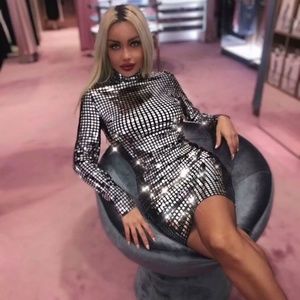 Chic Me Sequined Mirrorball body con dress